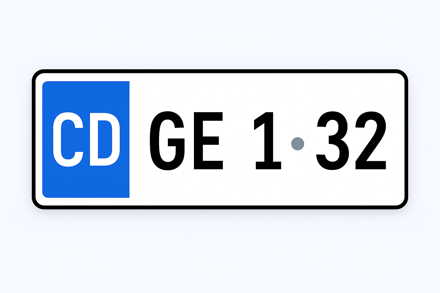 Exemple de plaque diplomatique suisse de Genève avec code pays et format typique